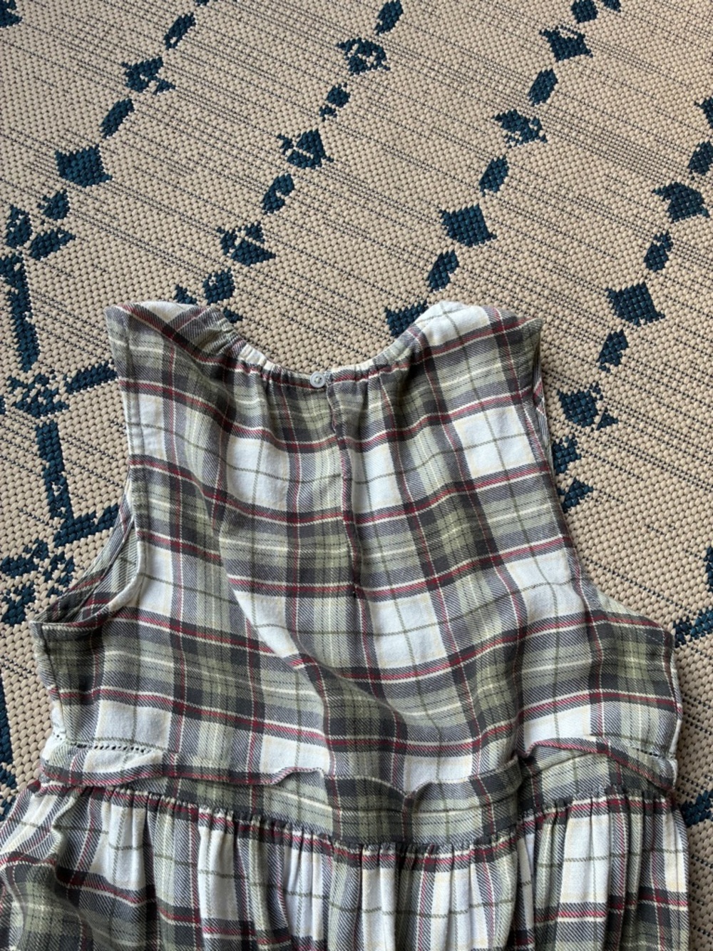Basin + Range Organic Cotton Plaid Tiered Midi "Ranch" Farmhouse Dress - Picture 5 of 10